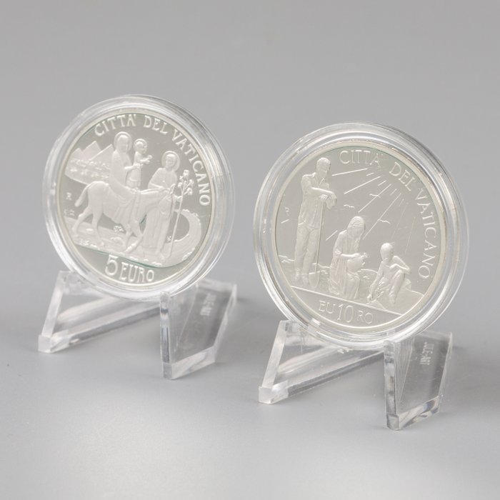 Vatikanstaten. 5 Euro / 10 Euro 2010 (2 stuks) Proof  (Ingen mindstepris)