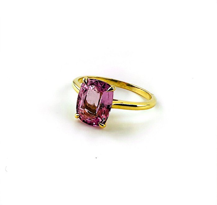 Ring - 18 kraat Gulguld -  3.22ct. tw. Safir-padparadscha - Safir-padparadscha - Ring