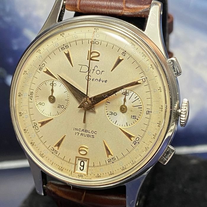 Difor - Difor - Chronograph Vintage Landeron 189 - Ingen mindstepris - 718601 - Mænd - 1950-1959