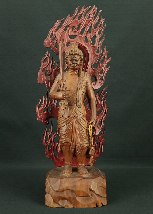 Fudō Myōō 不動明王 (Acala) Wood Carving Statue Butsuzo - Statue Træ - Japan  (Ingen mindstepris)