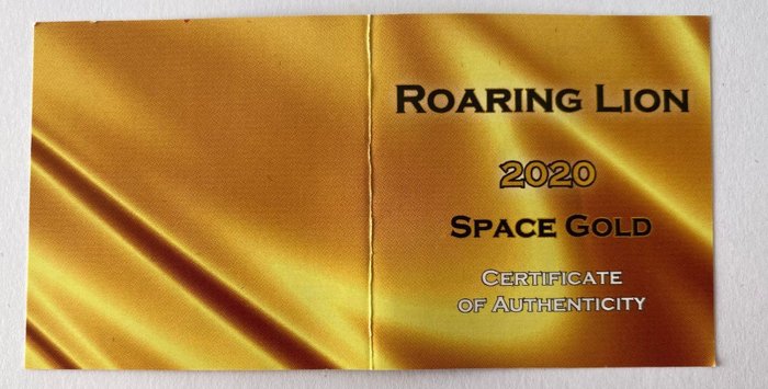 Niue. 2 Dollars 2020 - Roaring Lion - Space Gold Edition- 1 Oz with COA and BOX  (Ingen mindstepris)