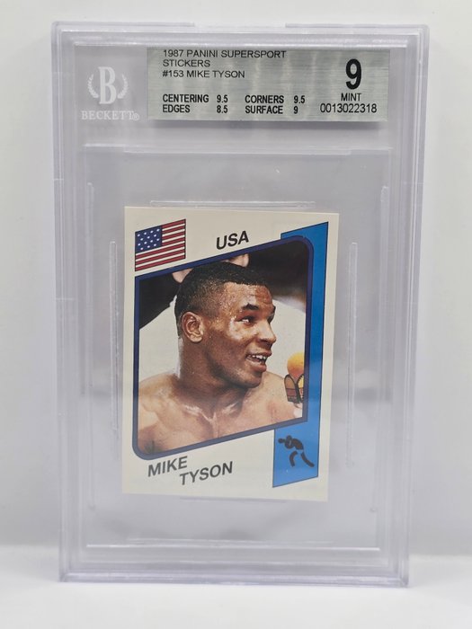 1987 Panini Supersport Mike Tyson #153 Rookie - Beckett 9 Graded sticker