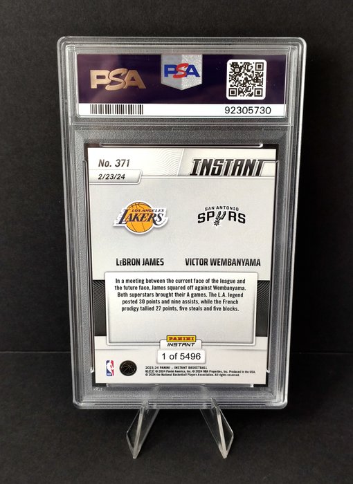 2023 Panini Instant NBA LeBron James vs Victor Wembanyama #371 PSA 10 - 1 Graded card