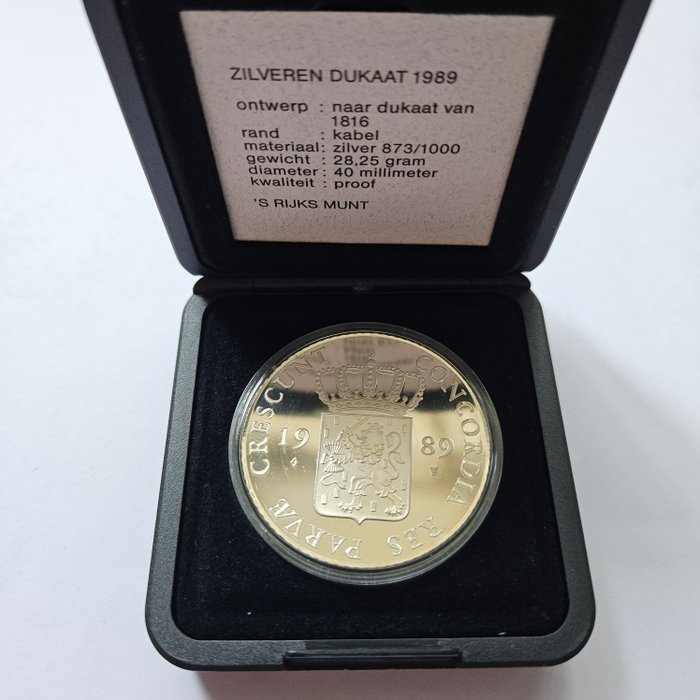 Holland. Zilveren Dukaat 1989 Proof  (Ingen mindstepris)