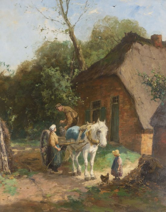 Johan Scherrewitz (1868-1951) - A farmer who's loading his cart