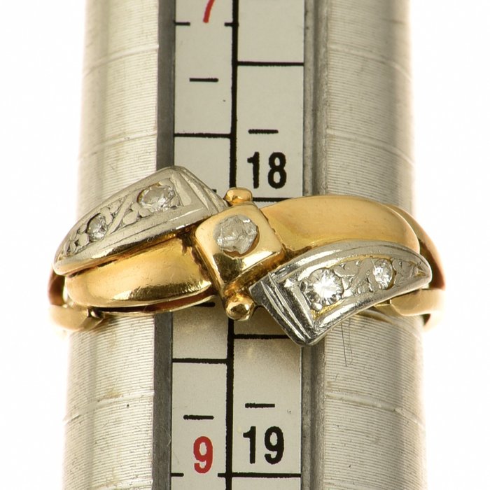 Ring - 18 kraat Gulguld, Hvidguld Diamant (Natur)