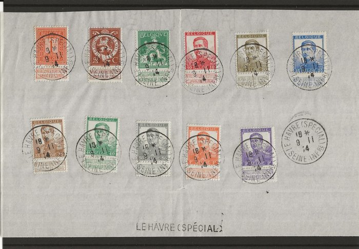 Belgien 1912/1915 - Samling af Pellens, Albert I, Røde Kors Mérode, Le Havre Special, frimærker og varianter - OBP/COB tussen 108 en 141