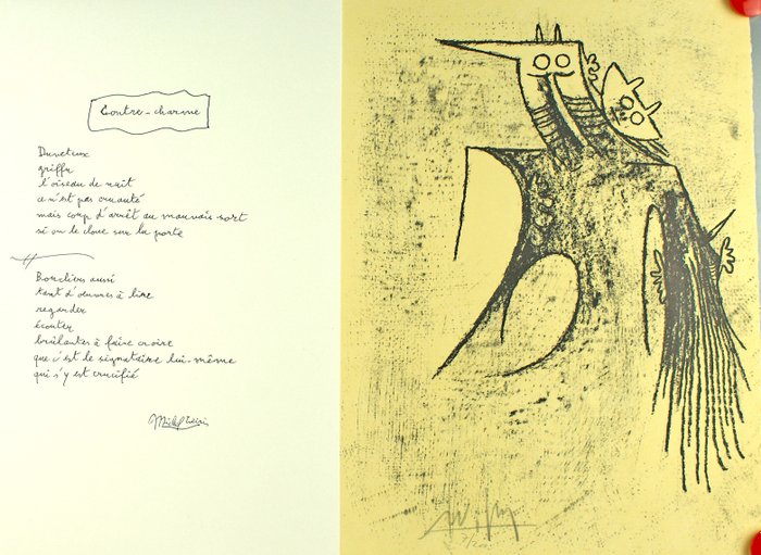 Wifredo Lam (1902-1982) - Litho Nr. 7/200 ca. 38x28 cm, 3. Erker Treffen 1979, mit Text von Michel Leiris