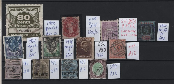 Det Britiske Statssamfund 1875/1950 - British Colonies samling af 56 forskellige MH., MNH, brugte frimærker Victoria op til QEII periode - Stanley Gibbons