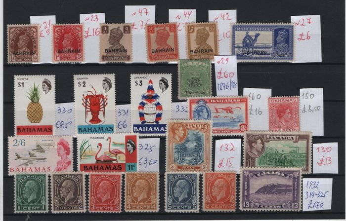 Det Britiske Statssamfund 1875/1950 - British Colonies samling af 56 forskellige MH., MNH, brugte frimærker Victoria op til QEII periode - Stanley Gibbons