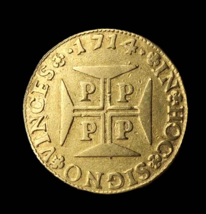 Portugal D João V (1706-1750) Meia Moeda (2400 Reis) 1714 - Porto - Muito Rara