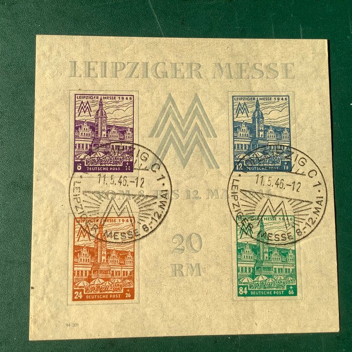 De allieredes besættelse - Tyskland (sovjetisk zone) 1946 - Leipziger Messe blok med specialstempel - Michel blok 5Y