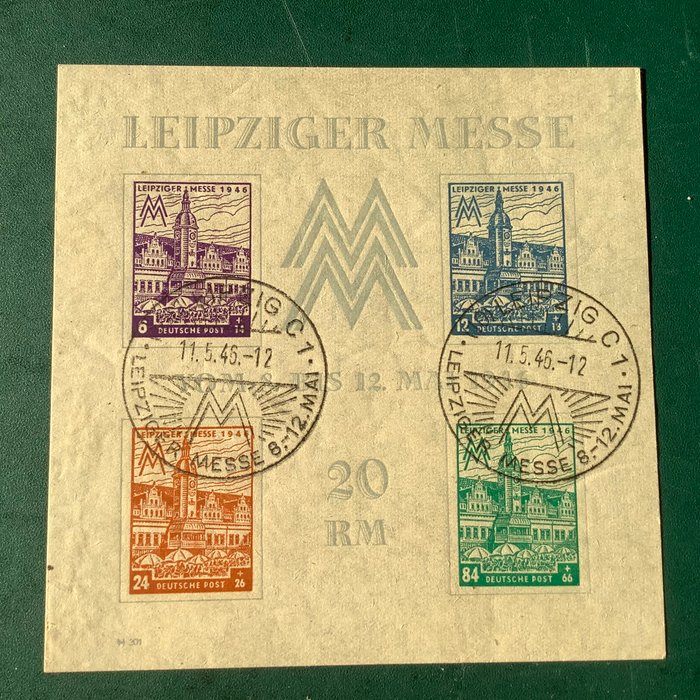 De allieredes besættelse - Tyskland (sovjetisk zone) 1946 - Leipziger Messe blok med specialstempel - Michel blok 5Y