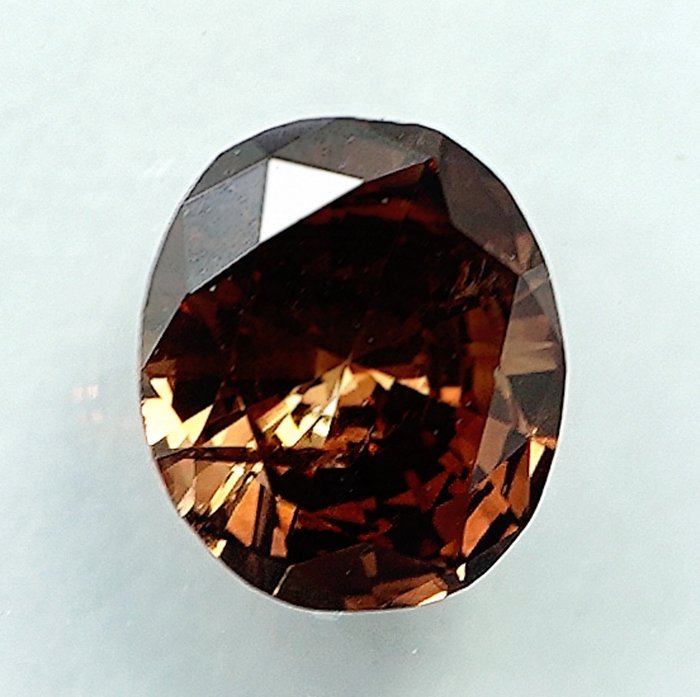 Ingen mindstepris - 1 pcs Diamant  (Naturfarvet)  - 0.38 ct - Oval - Fancy Brunlig Gul - I1 - International Gemological Institute (IGI)