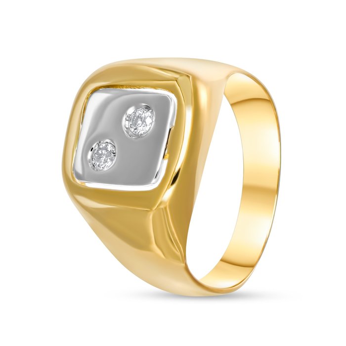 Ring - 18 kraat Gulguld, Hvidguld -  0.08ct. tw. Diamant (Natur)