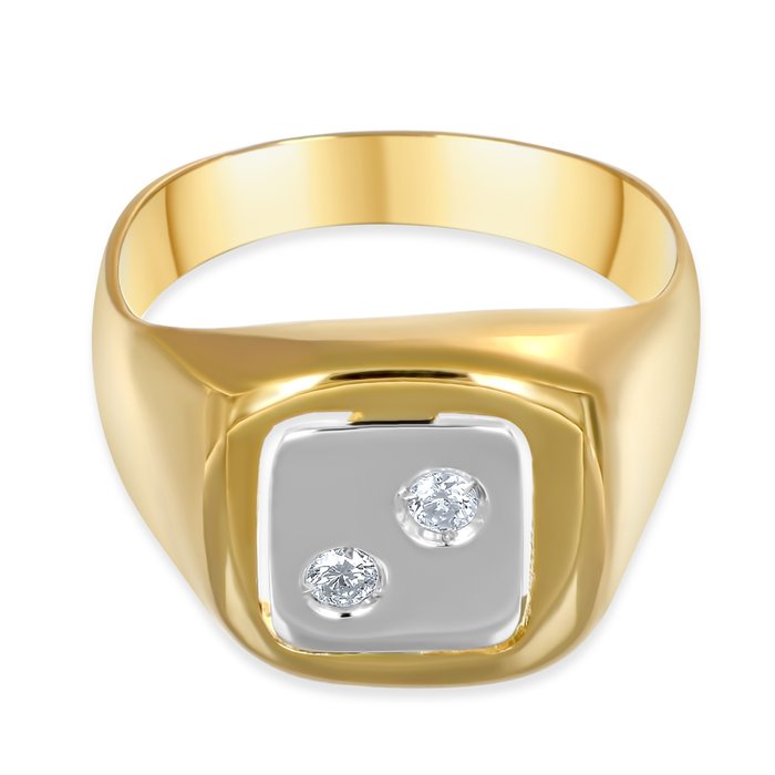 Ring - 18 kraat Gulguld, Hvidguld -  0.08ct. tw. Diamant (Natur)