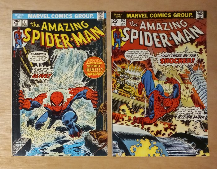 The Amazing Spider-Man #151 #152 - Complete 2-part The Shocker Story! - 2 Comic - Første udgave - 1975/1976