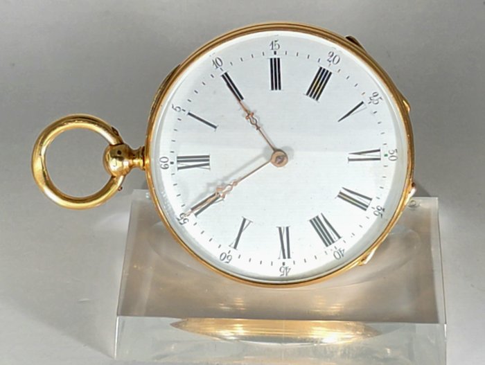 PF Raute - 18kt. Schmuck Taschenuhr - Feingravur - No Reserve Price - omkring 1870