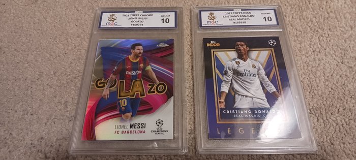 2020/21  21/22 Topps Chrome  Deco Lionel Messi  Cristiano Ronaldo MGC 10 - 2 Graded card