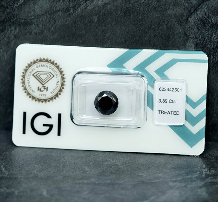 1 pcs Diamant  (Farvebehandlet)  - 3.89 ct - Ikke specificeret i laboratorierapporten - International Gemological Institute (IGI)