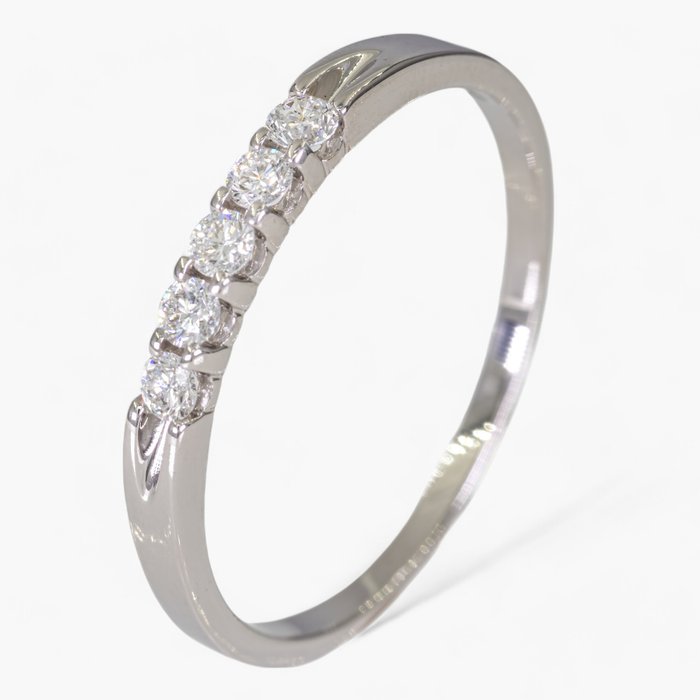 Ingen mindstepris - Ring - 14 karat Hvidguld 020 ct diamanter - IGI certificeret Diamant (Natur)