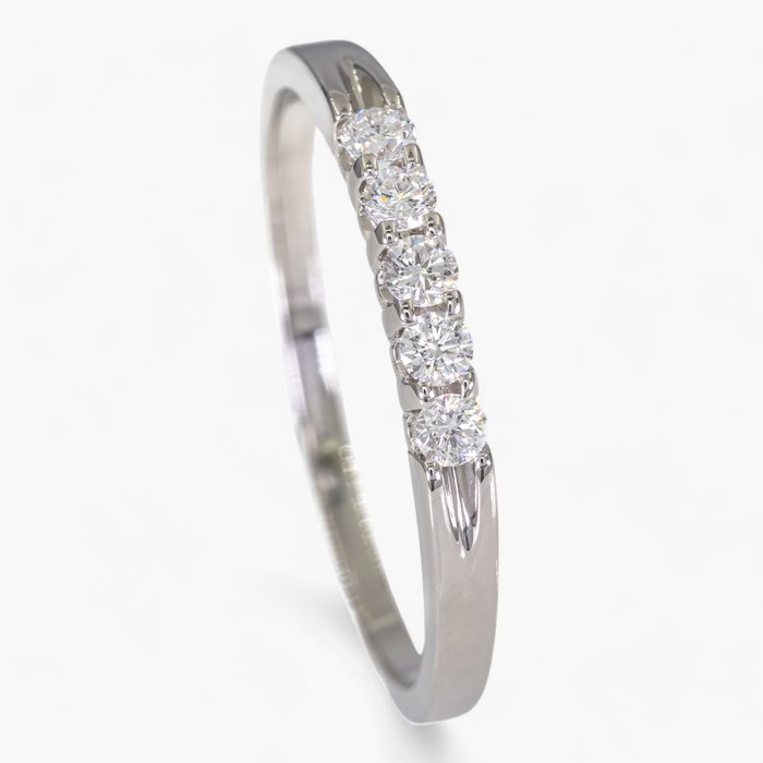 Ingen mindstepris - Ring - 14 karat Hvidguld 020 ct diamanter - IGI certificeret Diamant (Natur)