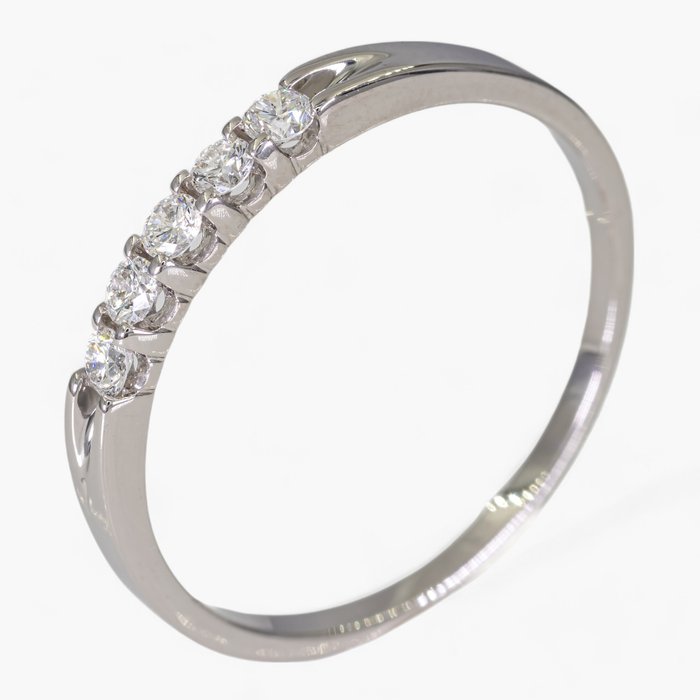 Ingen mindstepris - Ring - 14 karat Hvidguld 020 ct diamanter - IGI certificeret Diamant (Natur)