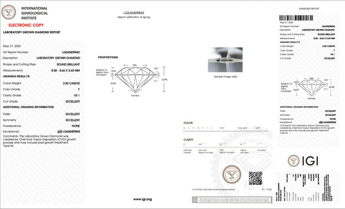 Øreringe - 18 kraat Hvidguld -  5.00ct. tw. Diamant (Laboratoriedyrket) - *F VS1 3EX*