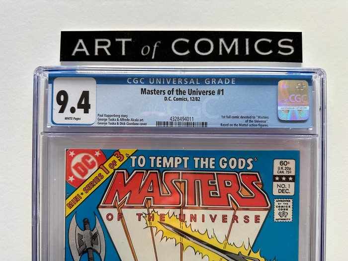 Masters Of The Universe #1 - 1st Full Comic Devoted to Masters - Based On Mattel Action Figures - CGC Graded 9.4 - Very High Grade!! - White Pages! - 1 Graded comic - Første udgave - 1982