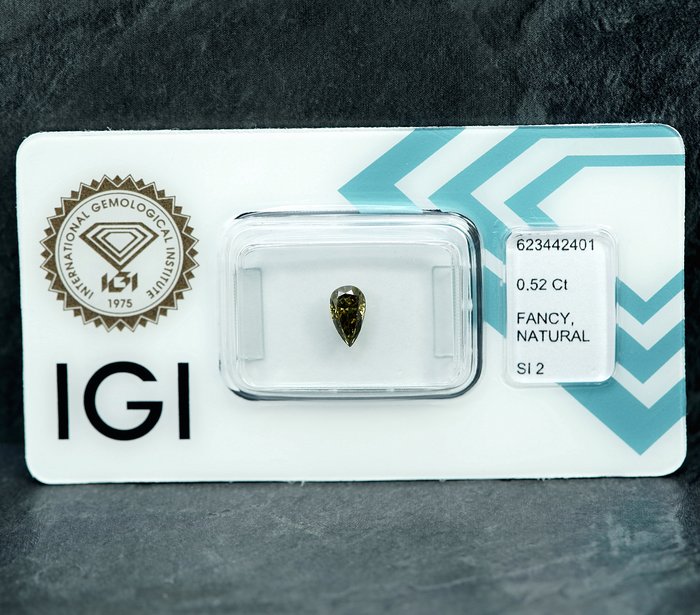 1 pcs Diamant  (Naturfarvet)  - 0.52 ct - Fancy deep Brunlig Gul - SI2 - International Gemological Institute (IGI)