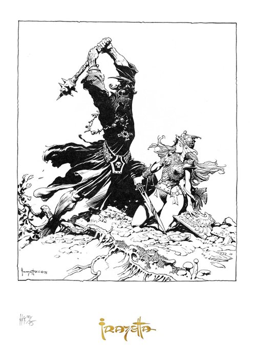 Lord of The Rings: Eowyn vs. Nazgul - Frank Frazetta - Gold-Engraved Signature - FF Golden Collection - 10/75