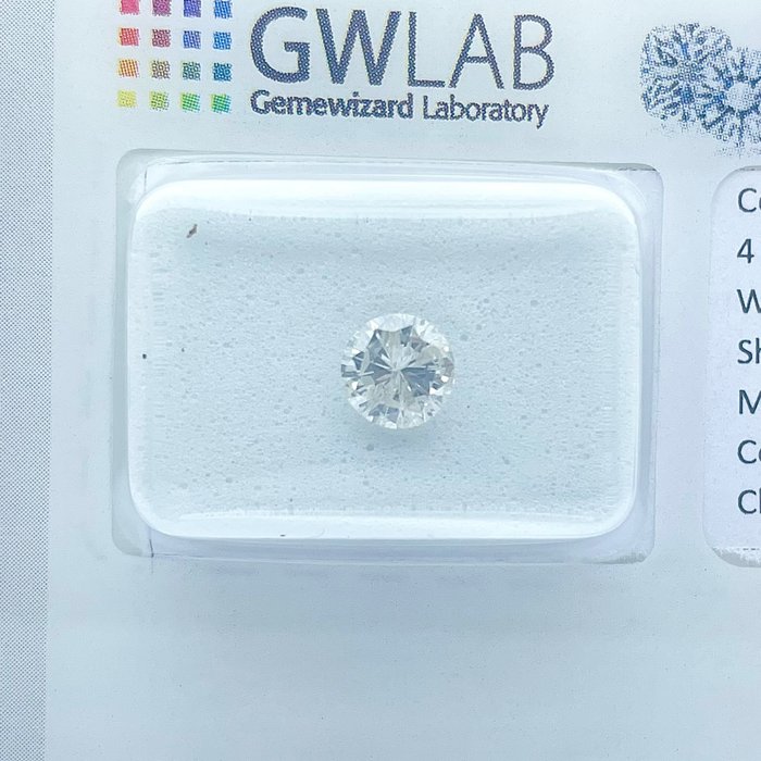 Ingen mindstepris - 1 pcs Diamant  (Natur)  - 053 ct - Rund - G - I1 - Gemewizard Gemological Laboratory (GWLab)