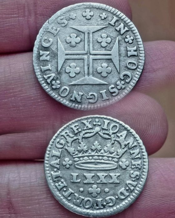 Portugal. D. Joao V (1706-1750). Tostão (100 Reis) + 6 Vintens (120 Reis) 1706/1750 (2 moedas)  (Ingen mindstepris)