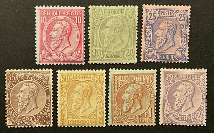 Belgien 1884/1888 - Leopold II 10c - 2fr komplet serie - OBP 46/52