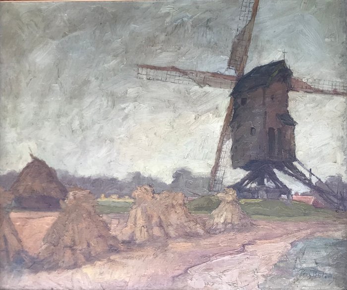 Prosper Bosteels (1881-1964) - Landschap met molen