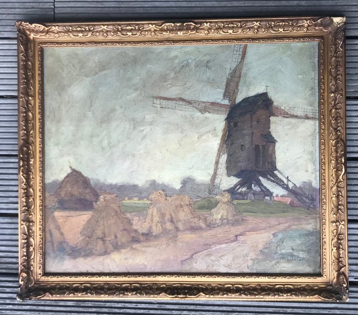 Prosper Bosteels (1881-1964) - Landschap met molen