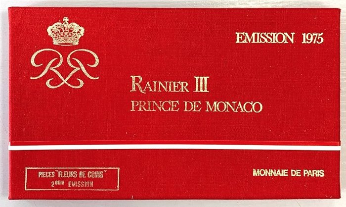 Monaco Year Set (FDC) 1975 (7 monnaies) Rainier III  (Ingen mindstepris)