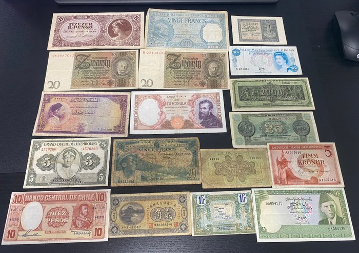 Verden. - 18 banknotes - various dates  (Ingen mindstepris)