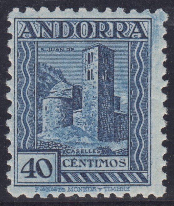 Andorra 1935/1943 - Andorras landskaber. 40 øre, blå. - Edifil 37