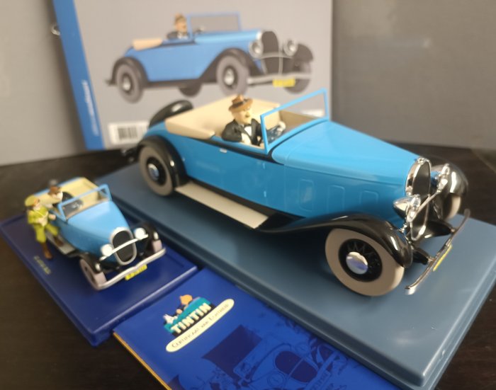 Tintin - 2 auto 1/24 + 1/43 la decapotable de gibbons dans le lotus bleu