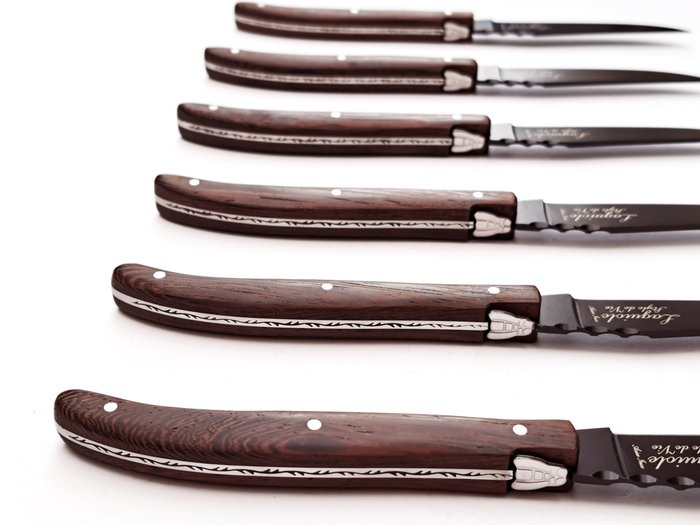 Laguiole - 6x Luxury Steak Knives - Wengé Wood - style de - Bordknive sæt (6) - Rustfrit stål