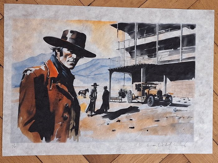 Henry Fonda in Once Upon a Time in the West - Diptychon - watercolor edition on handmade Kahari Paper by Emma Wildfang