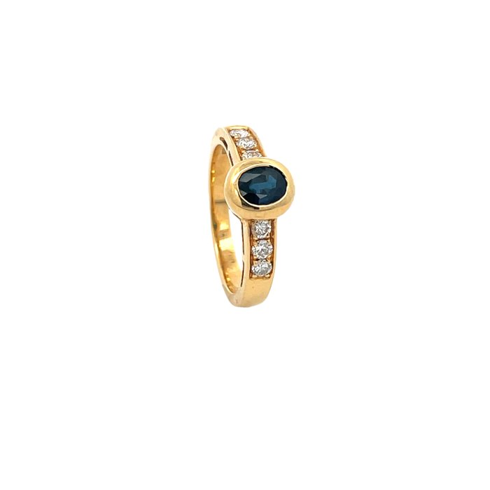 Ingen mindstepris - Ring - 18 kraat Gulguld -  0.56ct. tw. Safir - Diamant