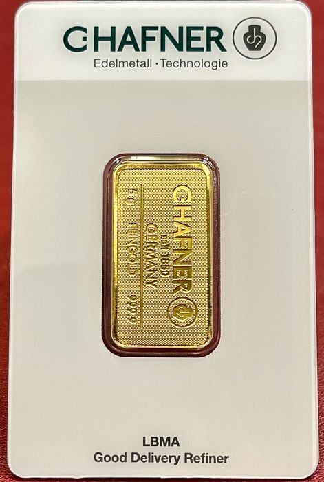 5 gram - Guld 999 - C. Hafner, Germany - Forseglet