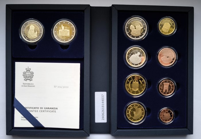 San Marino. Proof Set 2024 (incl. 2 euro "Ghirlandaio" + "Anniversary of Declaration of Citizens")  (Ingen mindstepris)