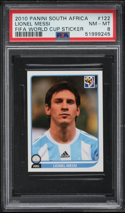 2010 - Panini - South Africa 2010 World Cup - Lionel Messi - #122 - 1 Graded sticker - PSA 8