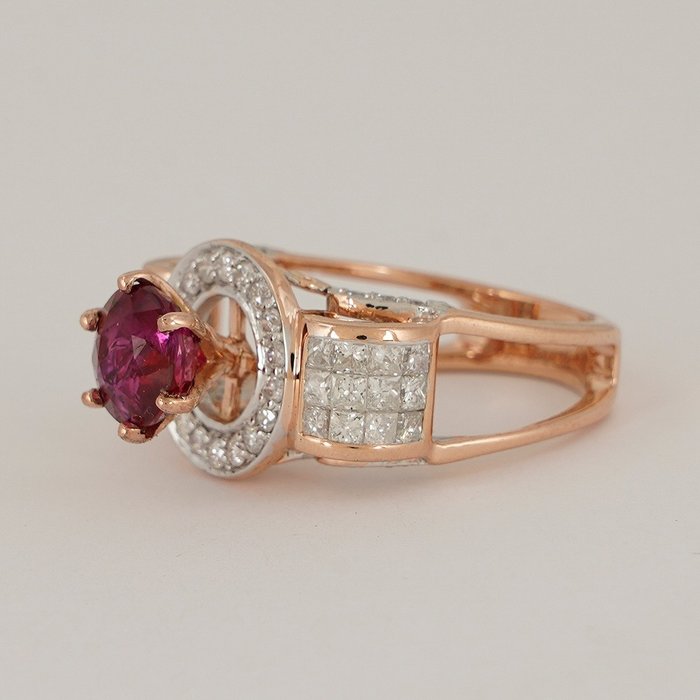 Cocktailring - 14 karat Rosaguld -  3.25ct. tw. Rubin - Diamant - Ruby og diamantring