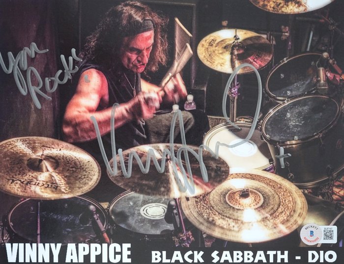 Black Sabbath, Vinny Appice - Autograf, foto med Beckett COA