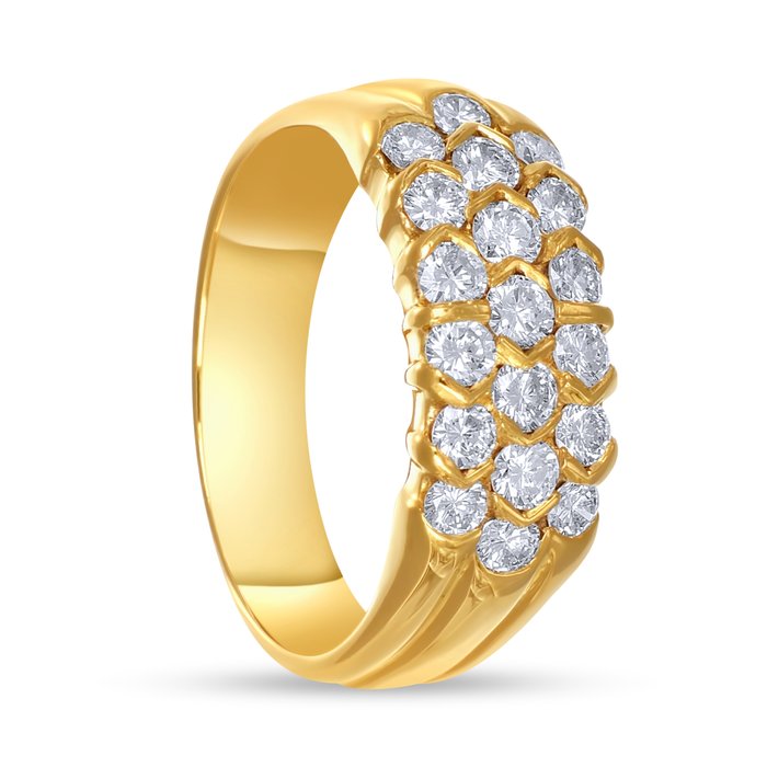 Ring - 18 kraat Gulguld -  0.76ct. tw. Diamant (Natur)