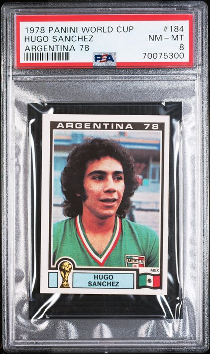 1978 Panini World Cup Argentina 78 Hugo Sanchez #184 Rookie PSA 8 Graded sticker